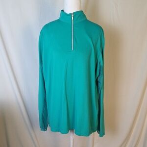 Riding Sport Equestrian Turquoise Quarter Zip-Up Atheltic Sweater
